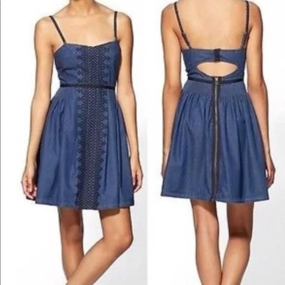 Free People Romantics Mount St Helens Denim A-Line Zip Dress